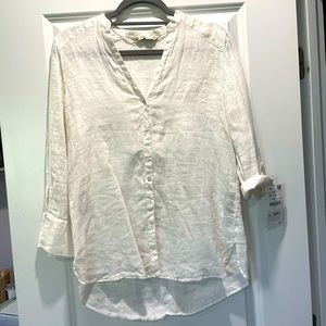 Zara NWT white linen button down shirt